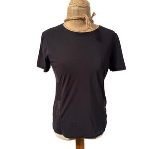 Lululemon basic black tee sheer side top sz 8 wonens short sleeve